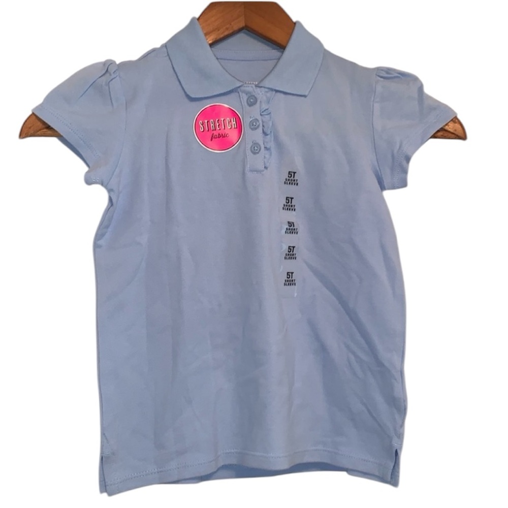 The Children’s Place light blue girl 5T ruffle polo shirt sleeve shirt NWT
